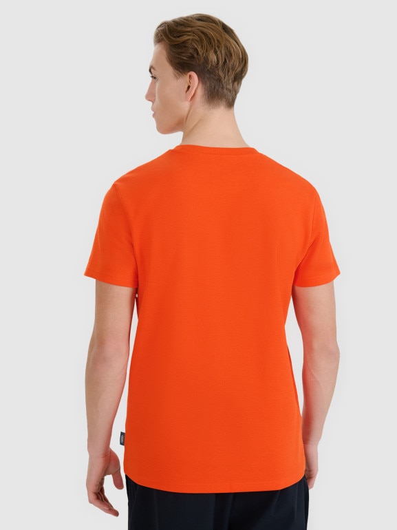 Męski t-shirt basic 4F 4FRSS25TTSHM2732 - pomarańczowy