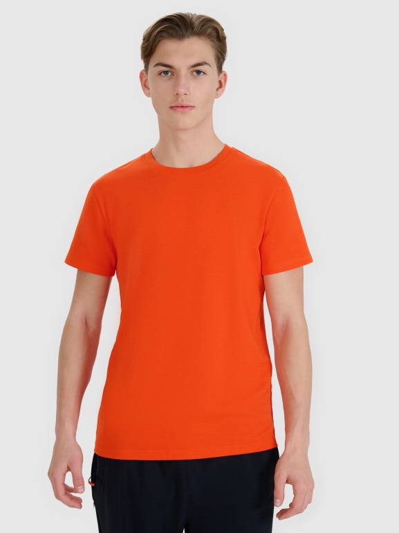 Męski t-shirt basic 4F 4FRSS25TTSHM2732 - pomarańczowy