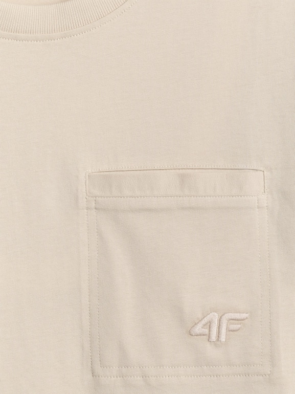 Męski t-shirt basic 4F 4FRSS26TTSHM3637 - beżowy
