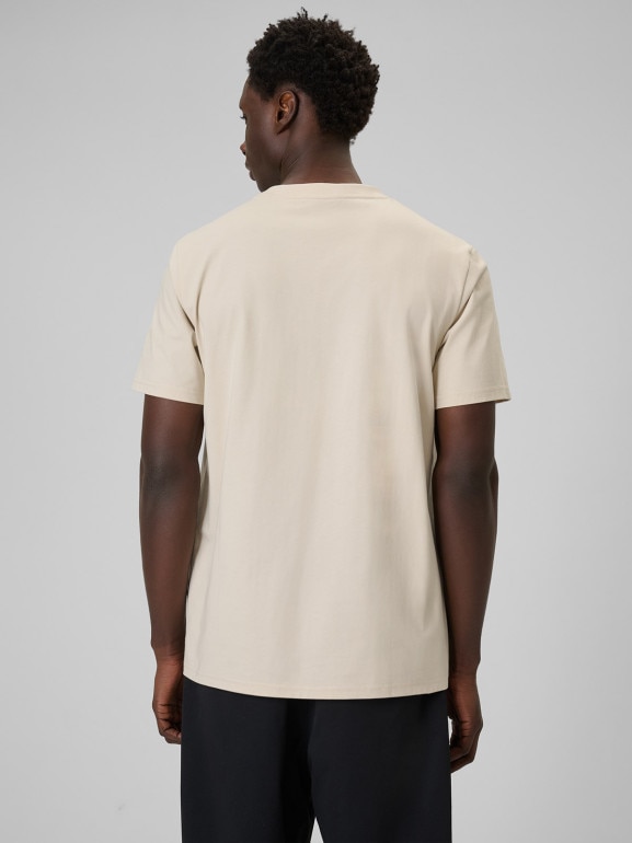 Męski t-shirt basic 4F 4FRSS26TTSHM3637 - beżowy