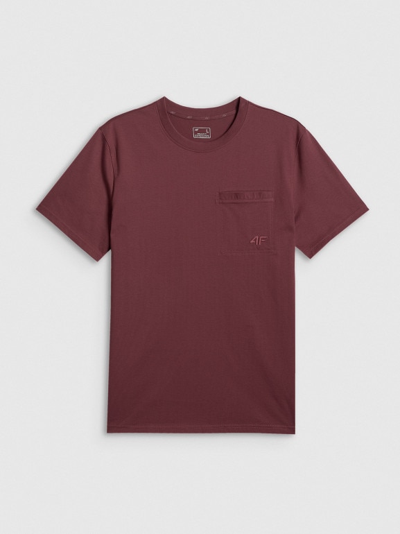 Męski t-shirt basic 4F 4FRSS26TTSHM3637 - burgundowy