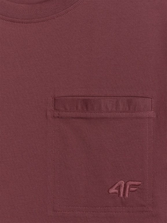 Męski t-shirt basic 4F 4FRSS26TTSHM3637 - burgundowy