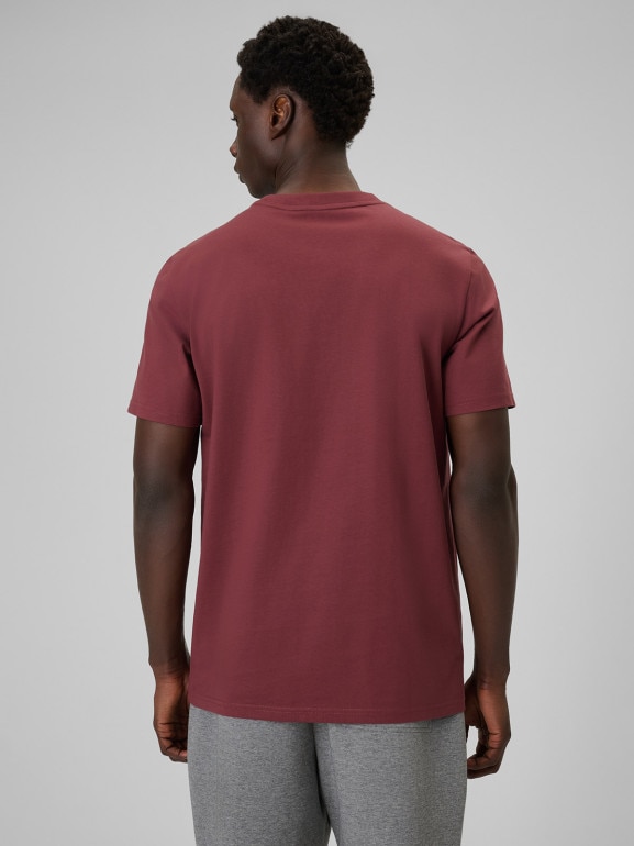 Męski t-shirt basic 4F 4FRSS26TTSHM3637 - burgundowy