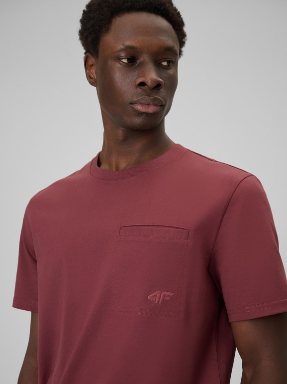 Męski t-shirt basic 4F 4FRSS26TTSHM3637 - burgundowy