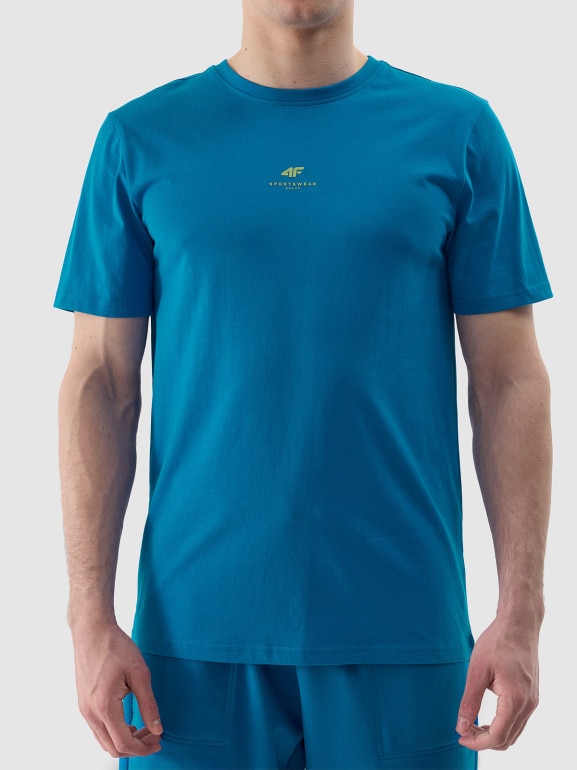 Męski t-shirt basic 4F 4FWSS24TTSHM1282 - niebieski