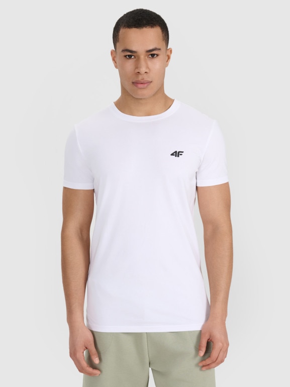 Męski t-shirt basic slim 4F 4FRMM00TTSHM3068 - biały
