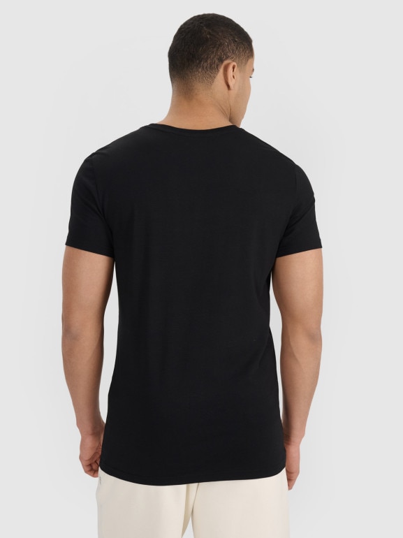 Męski t-shirt basic slim 4F 4FRMM00TTSHM3068 - czarny