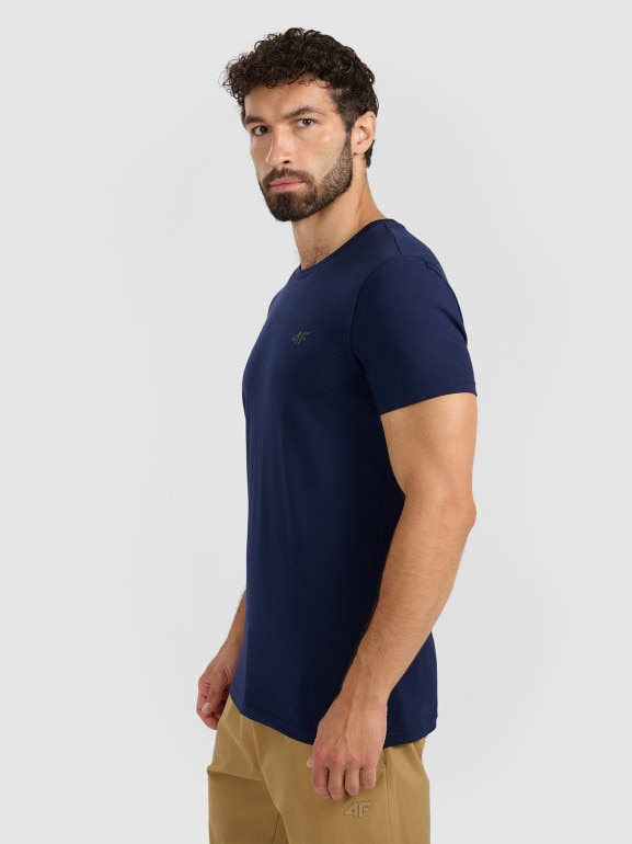 Męski t-shirt bez nadruku 4F 4FRMM00TTSHM3248 - granatowy