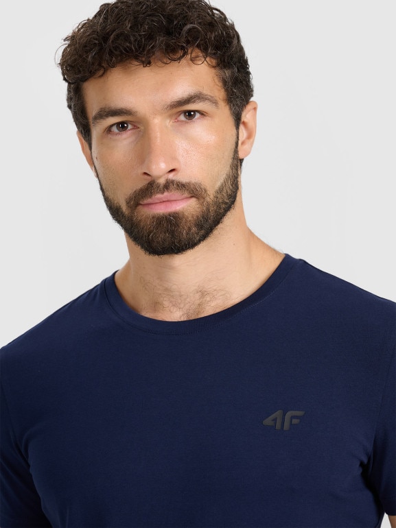 Męski t-shirt bez nadruku 4F 4FRMM00TTSHM3248 - granatowy