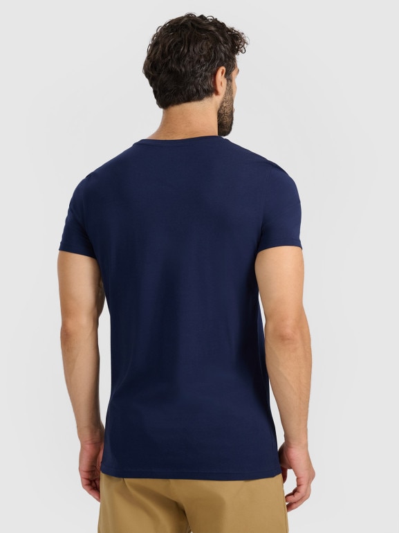 Męski t-shirt bez nadruku 4F 4FRMM00TTSHM3248 - granatowy