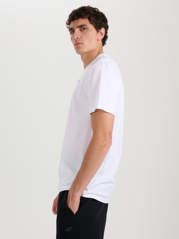 Męski t-shirt bez nadruku 4F 4FRMM00TTSHM3250 - biały