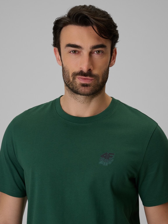 Męski t-shirt bez nadruku 4F 4FRSS26TTSHM3973 - zielony
