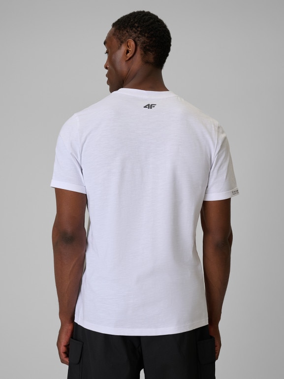 Męski t-shirt bez nadruku 4F 4FWSS26TTSHM3322 - biały