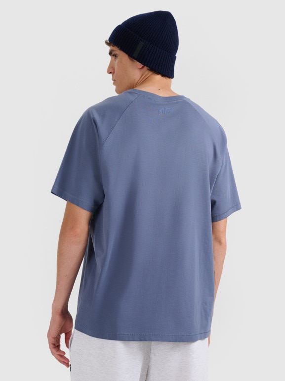 Męski t-shirt oversize 4F 4FWAW25TTSHM2360 - niebieski