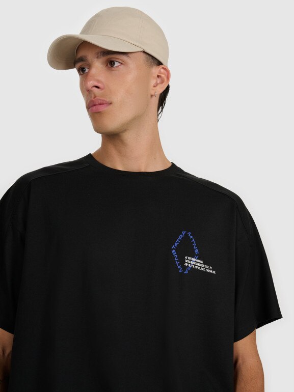 Męski t-shirt oversize z nadrukiem 4F 4FWAW25TTSHM2401 - czarny