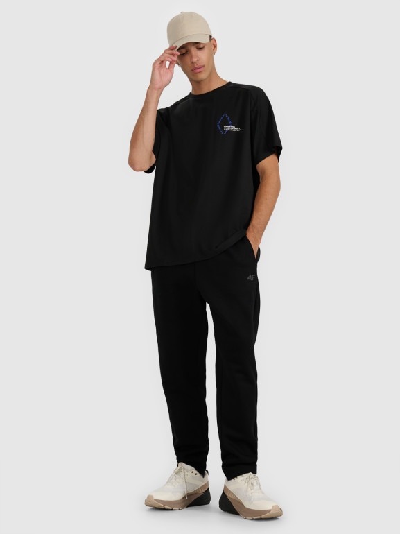 Męski t-shirt oversize z nadrukiem 4F 4FWAW25TTSHM2401 - czarny