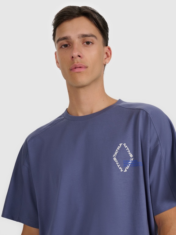 Męski t-shirt oversize z nadrukiem 4F 4FWAW25TTSHM2401 - niebieski