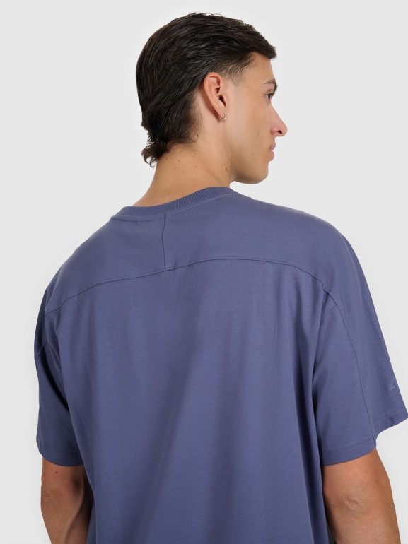 Męski t-shirt oversize z nadrukiem 4F 4FWAW25TTSHM2401 - niebieski