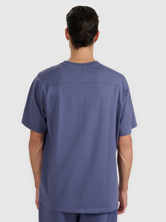 Męski t-shirt oversize z nadrukiem 4F 4FWAW25TTSHM2401 - niebieski