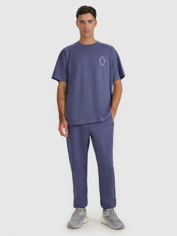 Męski t-shirt oversize z nadrukiem 4F 4FWAW25TTSHM2401 - niebieski