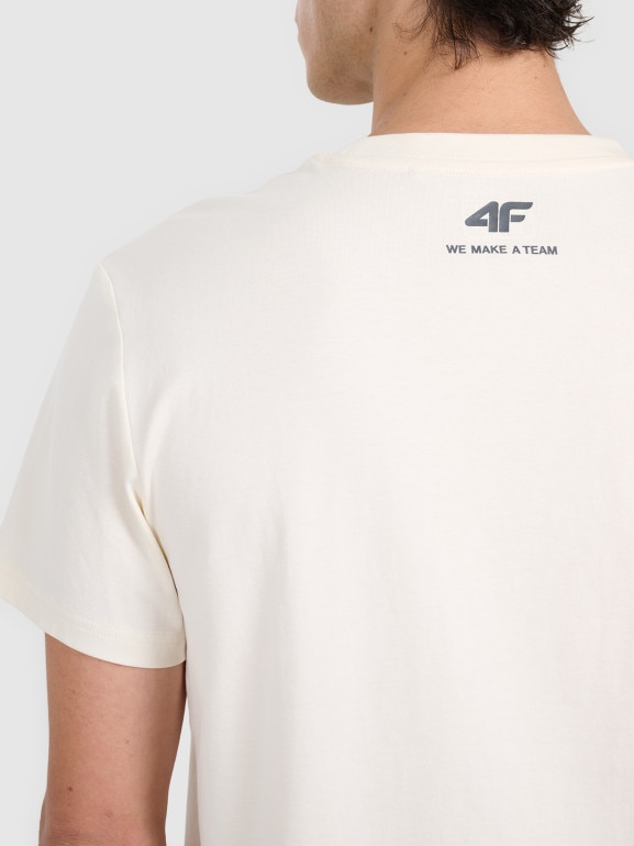 Męski t-shirt z nadrukiem 4F 4FRAW25TTSHM3223 - biały