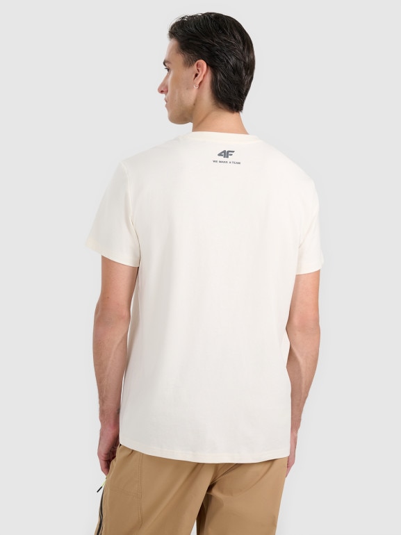Męski t-shirt z nadrukiem 4F 4FRAW25TTSHM3223 - biały
