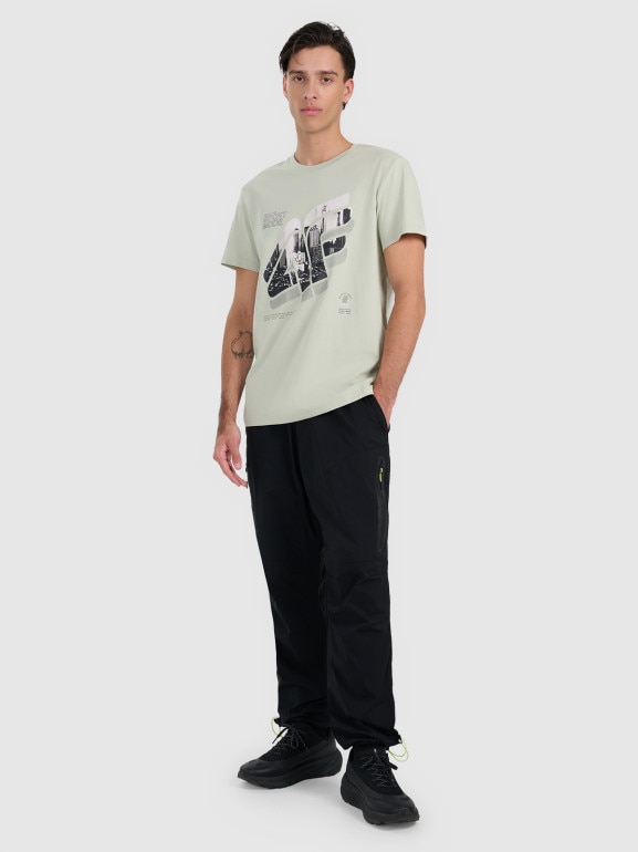 Męski t-shirt z nadrukiem 4F 4FRAW25TTSHM3223 - zielony