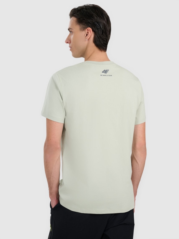 Męski t-shirt z nadrukiem 4F 4FRAW25TTSHM3223 - zielony