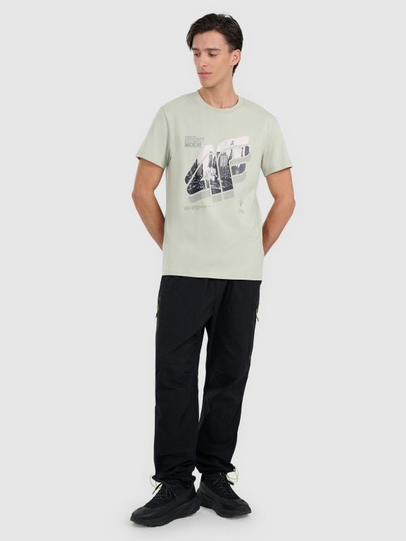 Męski t-shirt z nadrukiem 4F 4FRAW25TTSHM3223 - zielony