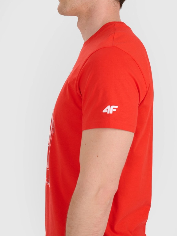 Męski t-shirt z nadrukiem 4F 4FRAW25TTSHM3236 - czerwony