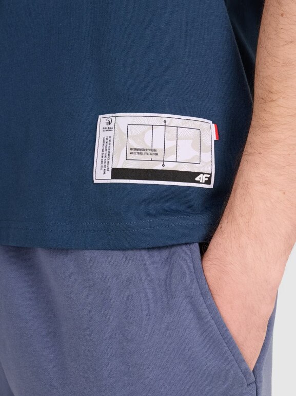 Męski t-shirt z nadrukiem 4F 4FRAW25TTSHM3237 - turkusowy