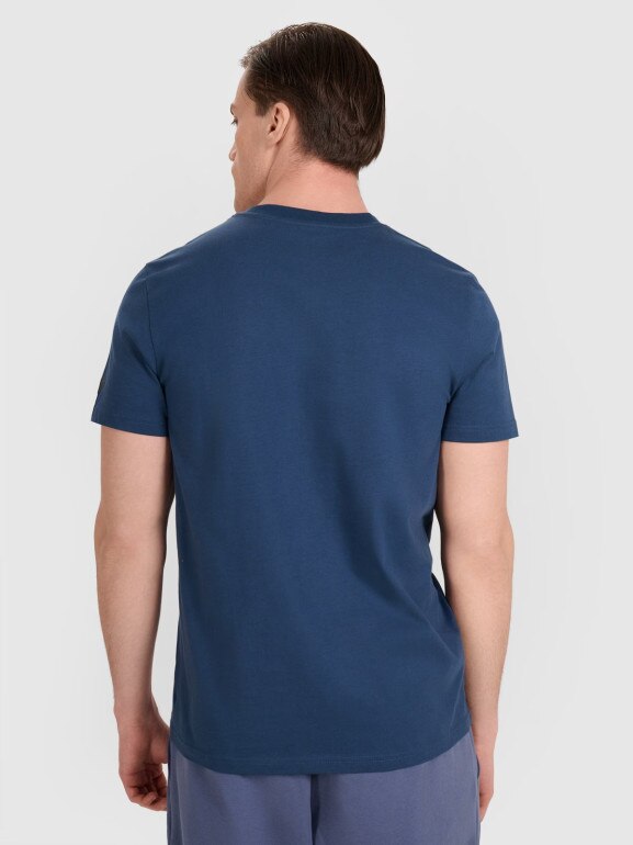 Męski t-shirt z nadrukiem 4F 4FRAW25TTSHM3237 - turkusowy