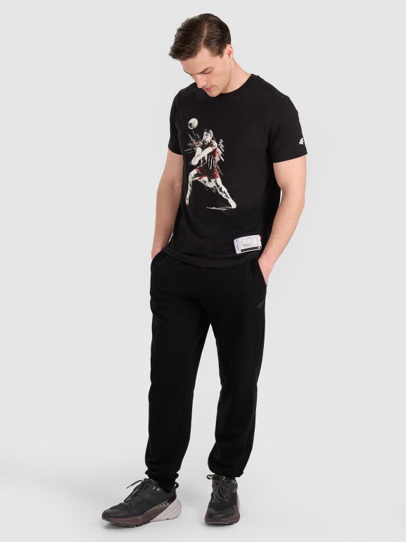 Męski t-shirt z nadrukiem 4F 4FRAW25TTSHM3237 - czarny