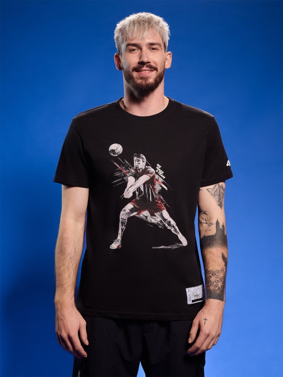 Męski t-shirt z nadrukiem 4F 4FRAW25TTSHM3237 - czarny