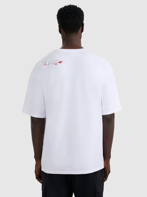 Męski t-shirt z nadrukiem 4F 4FRAW25TTSHM3257 - biały