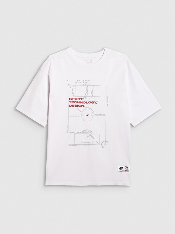 Męski t-shirt z nadrukiem 4F 4FRAW25TTSHM3257 - biały