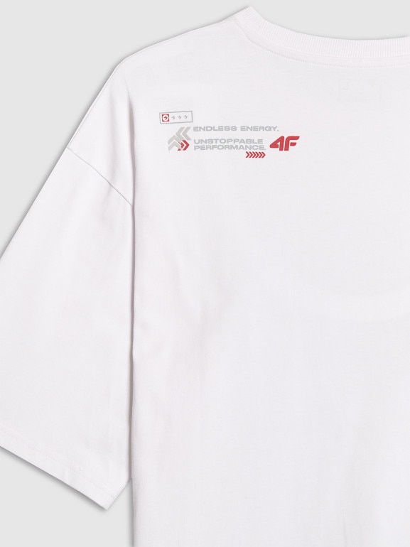 Męski t-shirt z nadrukiem 4F 4FRAW25TTSHM3257 - biały