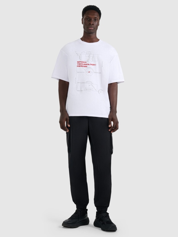 Męski t-shirt z nadrukiem 4F 4FRAW25TTSHM3257 - biały