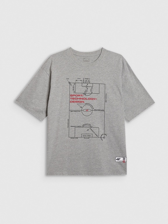 Męski t-shirt z nadrukiem 4F 4FRAW25TTSHM3257 - szary