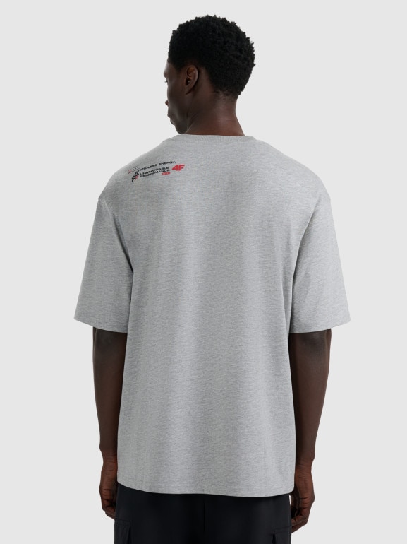 Męski t-shirt z nadrukiem 4F 4FRAW25TTSHM3257 - szary