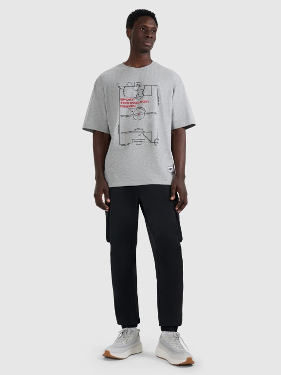 Męski t-shirt z nadrukiem 4F 4FRAW25TTSHM3257 - szary