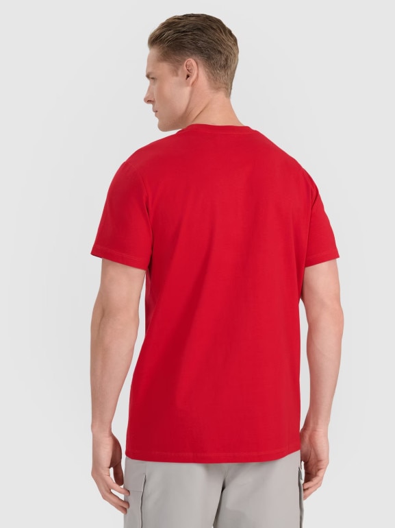 Męski t-shirt z nadrukiem 4F 4FRAW25TTSHM3311 - czerwony