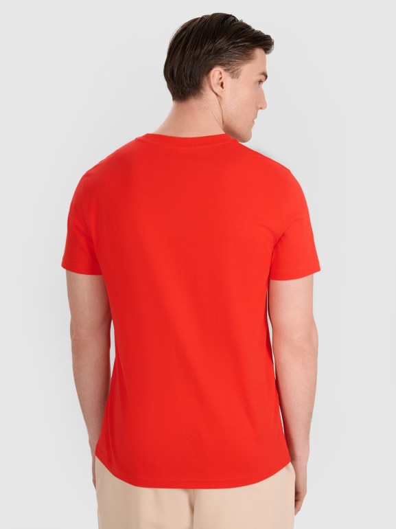 Męski t-shirt z nadrukiem 4F 4FRAW25TTSHM3319 - czerwony