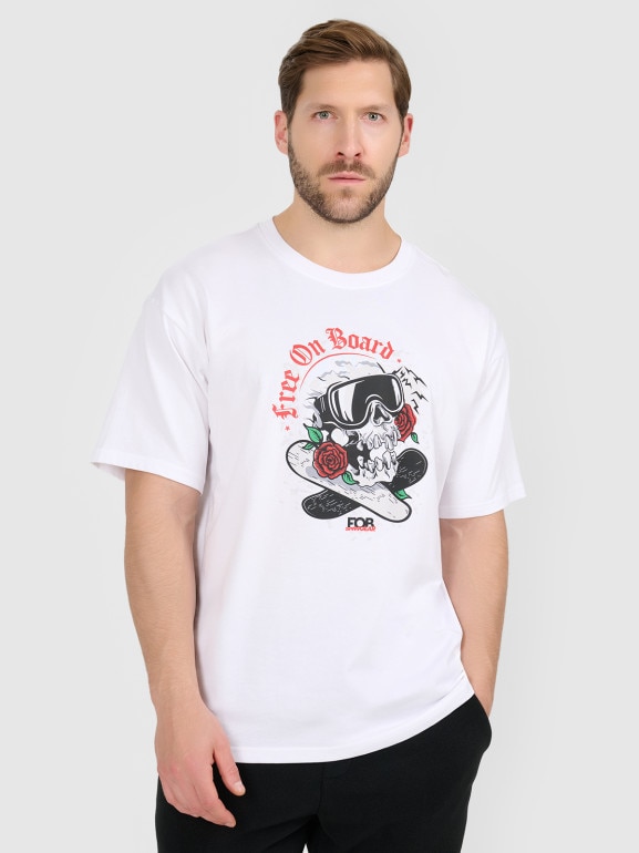 Męski t-shirt z nadrukiem 4F 4FRAW25TTSHM3477 - biały