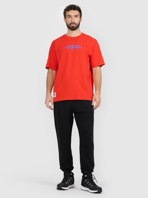 Męski t-shirt z nadrukiem 4F 4FRAW25TTSHM3479 - czerwony