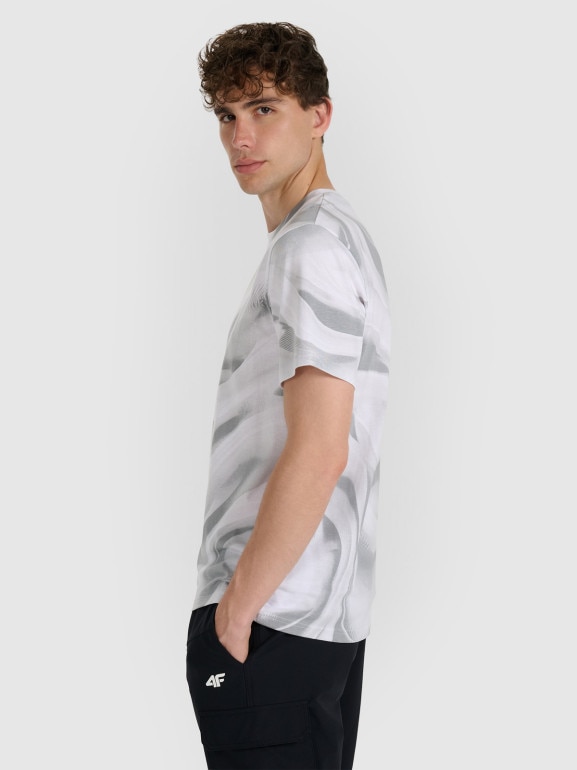 Męski t-shirt z nadrukiem 4F 4FRAW25TTSHM3555 - biały