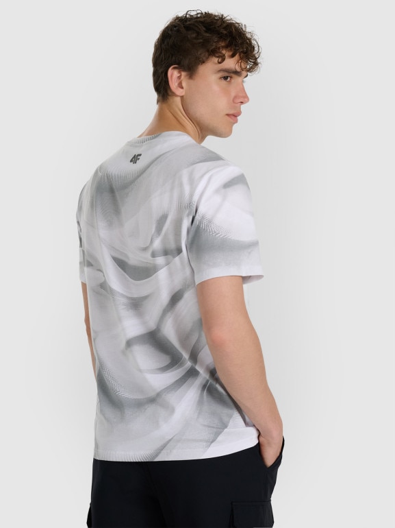 Męski t-shirt z nadrukiem 4F 4FRAW25TTSHM3555 - biały