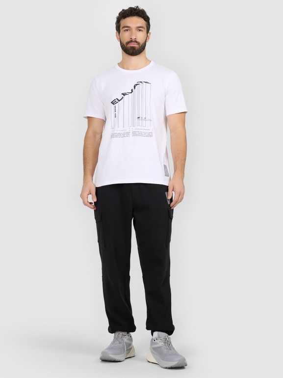 Męski t-shirt z nadrukiem 4F 4FRAW25TTSHM3845 - biały