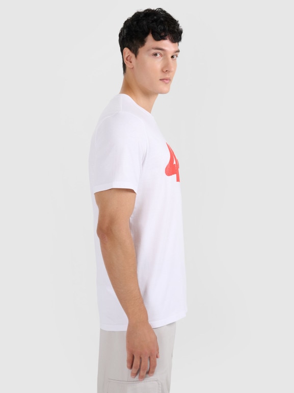 Męski t-shirt z nadrukiem 4F 4FRMM00TTSHM3251 - biały