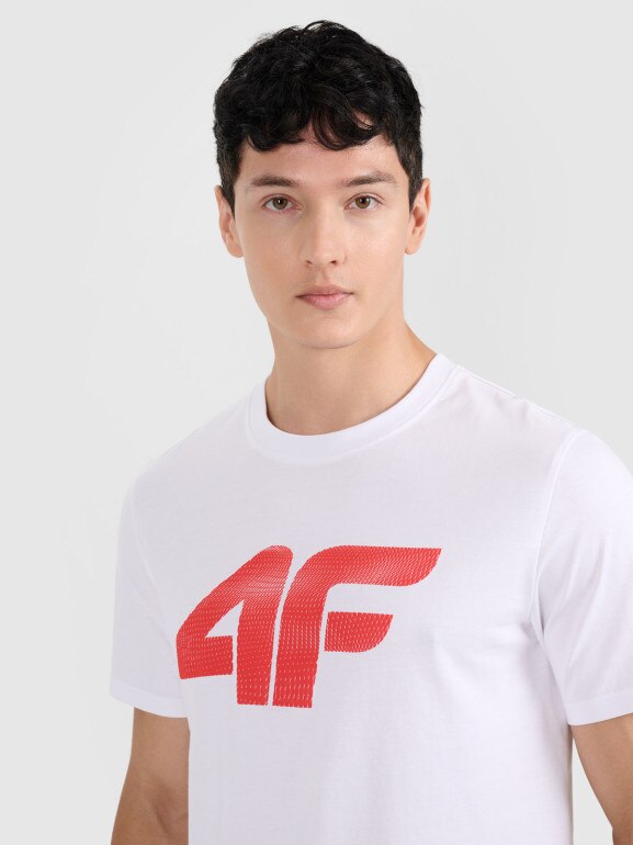 Męski t-shirt z nadrukiem 4F 4FRMM00TTSHM3251 - biały